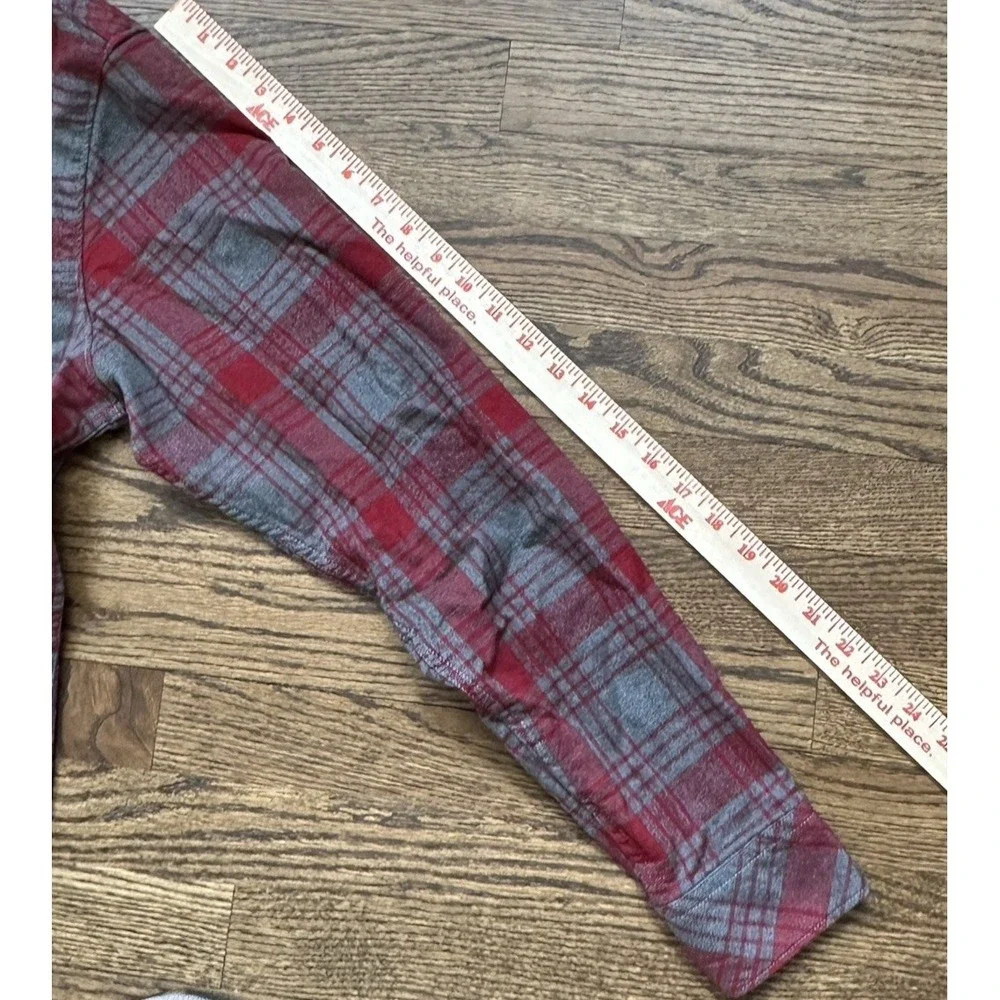 The North Face Mens Approach Flannel Shirt Red Gray Plaid Long Sleeve M